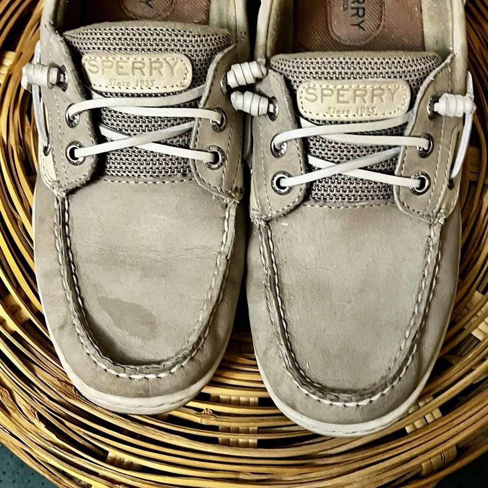 Women's Sperry Top Sider Rosefish Boat Loafer Shoes Memory Foam Linen-Oat Size 9